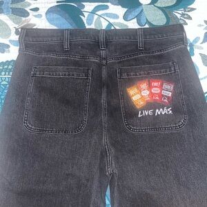 Hollister Black Straight Jeans with Graphic Design